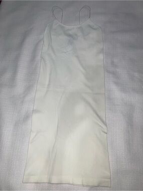 Charlotte Russe Cream Ribbed Slip Dress with Thin Straps